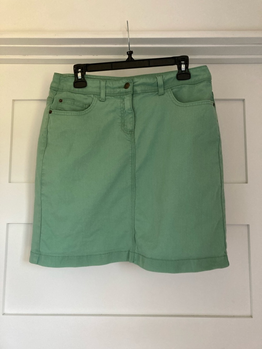 Boden Mint Sea Foam Green Denim Pencil Skirt Retro 90s Vibe‎ Classic Pastel